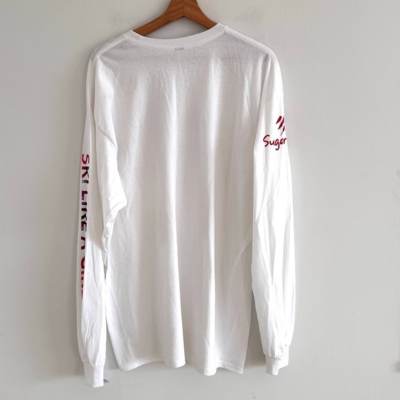 Ski Like a Girl Sugarbush long sleeve crew neck graphic snowboard white t-shirt - Picture 5 of 7